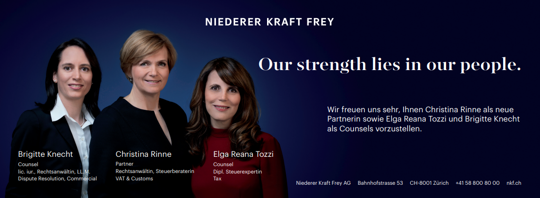 Niederer Kraft Frey verstärkt sich: Ernennung neuer Partnerin und Counsels